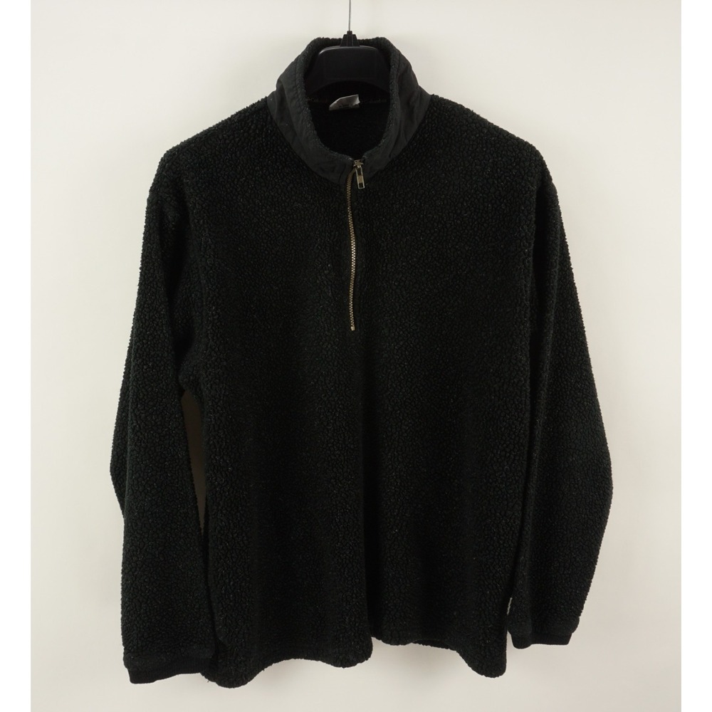 Vintage 1980s Columbia USA Sherpa Deep Pile Fleece Sweater Men's‎ XL Black Fleck